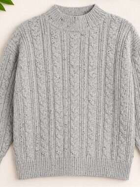 Plus size Chloe + Jasmine 2X Gray Cable Knit Mock Neck Sweater NWT/ casual  atti